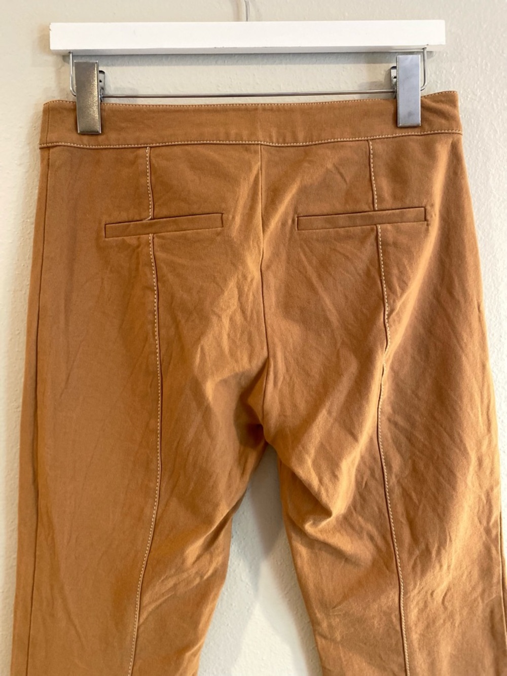 Derek Lam 10 Crosby Camel Flared Trousers Contrast Stitch Size 6 Cotton Cropped - Picture 12 of 16